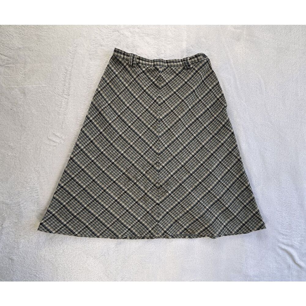 Women's Vintage 60s Blue/Cream Plaid Skirt Size 10/Waist 26/27 USA Made